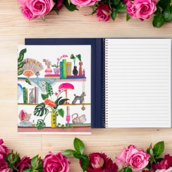 Kate spade New York Bookshelf colorful spiral Notebook animals plants - Picture 3 of 8